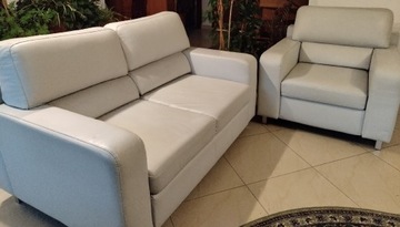 Skórzana sofa Imperia 2 os rozkładana i fotel /PL