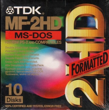 TDK Nowe Dyskietki MF 2HD 1,44 MB 10 sztuk folia