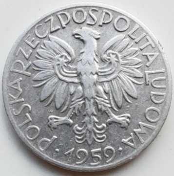 Polska - 5 złotych, Rybak, 1959