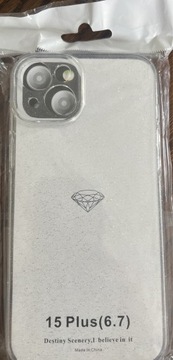 iPhone 15 plus clear case z drobinkami 