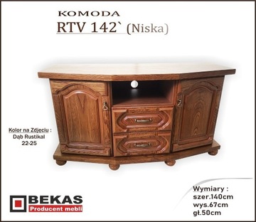 Komoda RTV 122`(Niska) Stolik TV Dąb Bekas Meble 