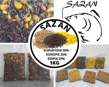 Zanęta mix Kukurydza Konopie Rzepik gotowa 1kg