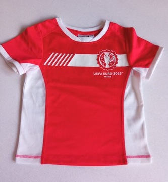 T-shirt 110 / 116 biało - czerwony kibic Euro 2016