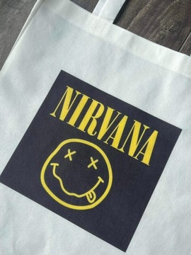 biała torba tote bag z napisem Nirvana