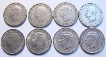 Grecja komplet 1 drachma 1954-1973 r. 8 monet