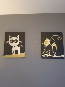 Ręcznie malowane Obrazy "Kotki dwa"