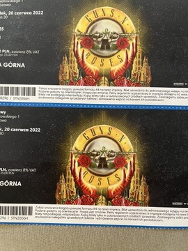 2 bilety na koncert Guns and Roses 20.06 Warszawa