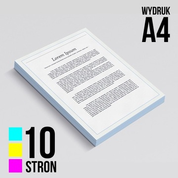 Wydruk druk drukowanie A4 kolor 10 stron PDF