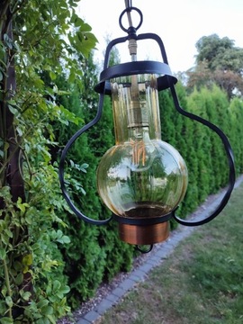 Lampa w stylu dawnym, naftowa, metaloplastyka