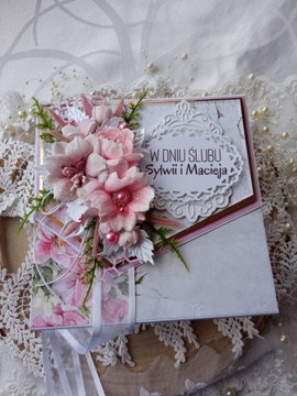 Kartka ręcznie robiona kopertówka na ślub, wesele