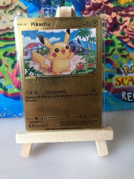 Złota karta pokemon Pikachu