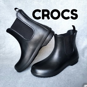 Nowe buty CROCS Chelsea Boot W8 czarne sztyblety kalosze botki damskie