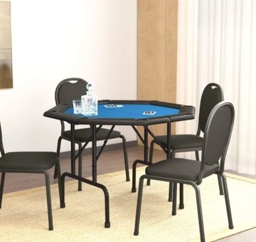 Składany stół do pokera, niebieski, 108x108x75 cm