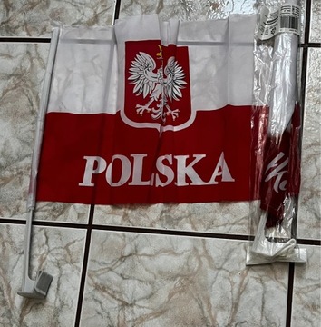 Flaga Polski do samochodu 2 szt + 1 gratis