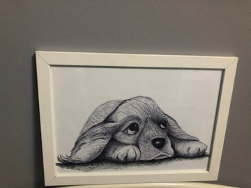 Obraz szkic smutny pies 