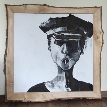 Obraz z drewnianą ramą/kobieta z papierosem70x70