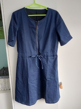 Sukienka jeansowa granat do kolan Avon zamek M/L 