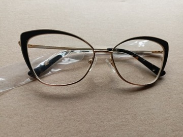 NOWE oprawki damskie do okularów kocie oko czarne złote zerówki