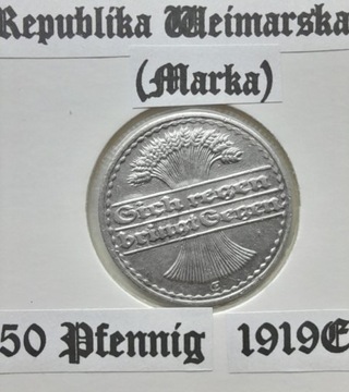 Niemcy  WEIMAR - 50 Pfennig 1919  E