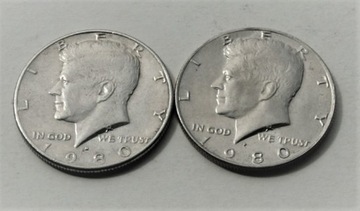 1/2 dolar 1980 P i D half dollar Kennedy (2 sztuki) Stan!!!