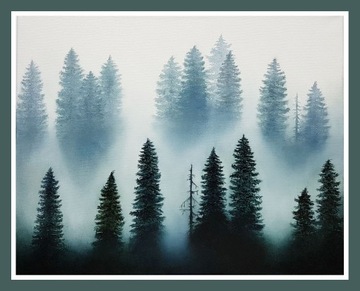 Obraz olejny - Las we mgle - ręcznie malowany