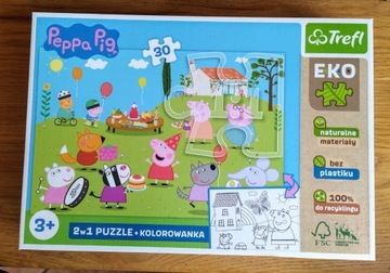 Trefl Świnka Peppa 2w1 Puzzle + kolorowanka EKO