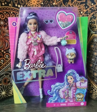 Barbie Extra nr 6 fioletowe włosy + piesek GXF08