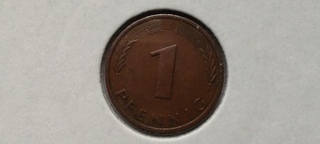 Niemcy 1 fenig, 1980 rok. Znak menniczy „J”. #S53