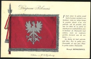FLAGA POLSKI orzeł w koronie  Sienkiewicz ok 1910