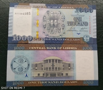 LIBERIA  1000 DOLARÓW 2022  UNC