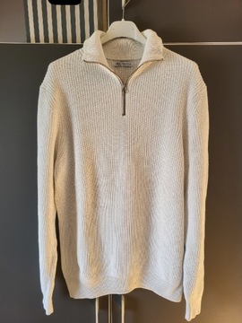 Sweter z golfem z dzianiny Half Zip Zara M troyer