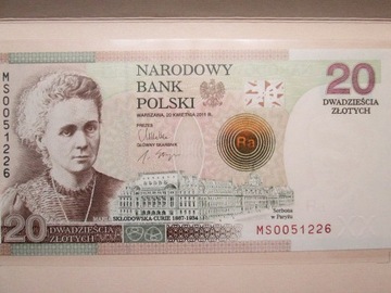 Banknot 20złotych 2011r. Maria Skłodowska Curie