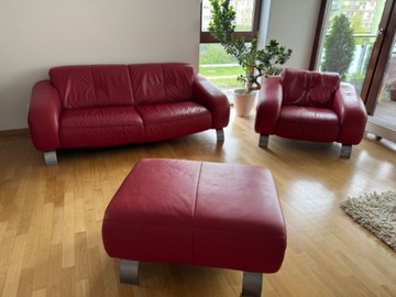 Skórzana sofa, fotel, puf