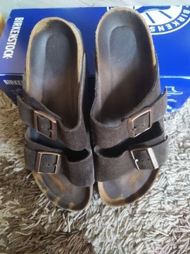 Męskie klapki Birkenstock 43 nat. zamsz