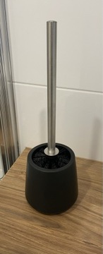 Szczotka WC ceramiczna czarna matowa srebrna