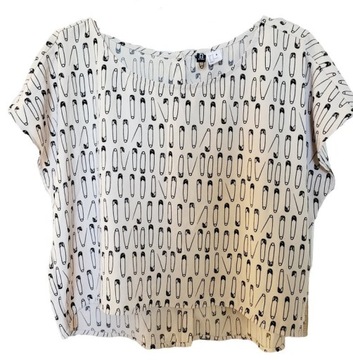 H&M TOP BLUZKA KRÓTKI RĘKAW T-SHIRT BEŻOWA 40 L