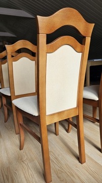 Krzesła tapicerowane drewniane beżowe