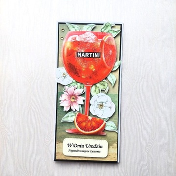 Recznie robiona kartka urodzinowa Tropiki wino 
