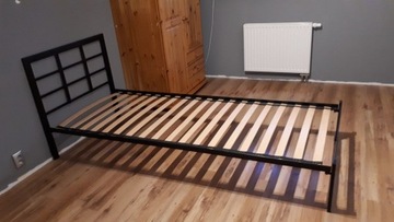 Łóżko metalowe, czarne długie 210x90 cm super stan