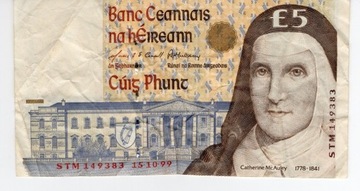 IRLANDIA 5 Pound 1999 banknot obiegowy