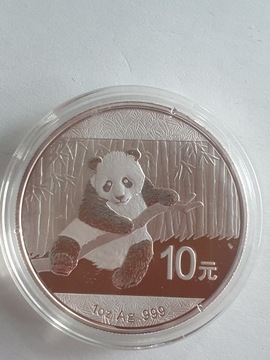 10Yan Chiny Panda Wielka Ag.1oz.999.2014r.