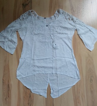 Tredy piękna zwiewna bluzka 42 XL 44 cyrkonie biał