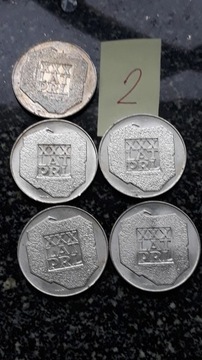 200 zł,- 5 sztuk ,Polska, mapka, 1974 SREBRO 