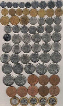 Francja 1-20 centymów, 1/2 - 10 franków  na sztuki