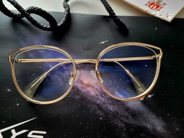 NOWE Okulary korekcyjne złote kocie +0,5 połówki 