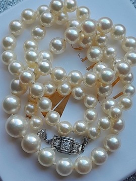 Retro Naszyjnik Art Deco Złoto 585 Diamenty Perły