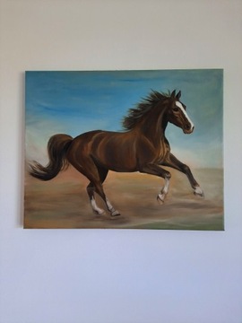 Obraz olejny na płótnie koń Wolność 30x40cm