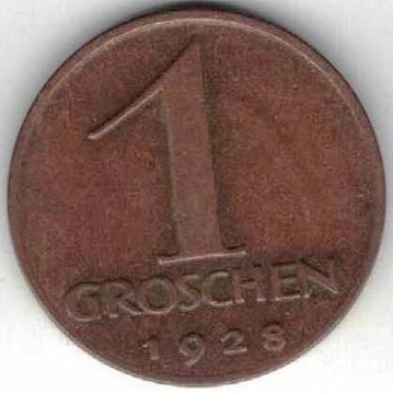 Austria 1 grosz groschen 1928 17 mm brąz nr 2