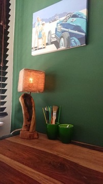 Lampka nocna/ biurkowa - lite drewno, dąb