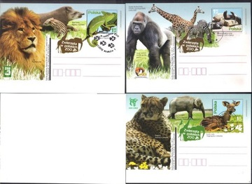 Fauna - ZOO - zwierzęta - kartki pocztowe 3 szt.